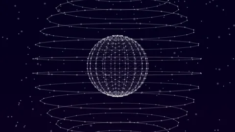Digital Web Sphere Animation. Futuristic Sphere Visualization. Seamless Loop. 4K Stock Footage 276945626