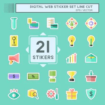Digital Web Sticker line cut Set. suitable for digital web symbol. simple des Stockillustratie