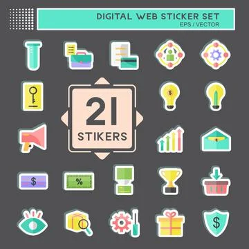 Digital Web Sticker Set. suitable for digital web symbol. simple design edita Stockillustratie