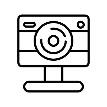 Digital Webcam icon linear logo mark in black and white Stock Illustration