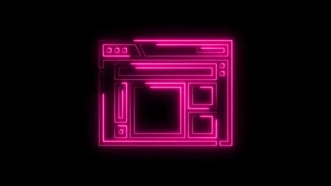 Digital webpage interface pink neon glow on black background modern website.. Stock Footage 312333247