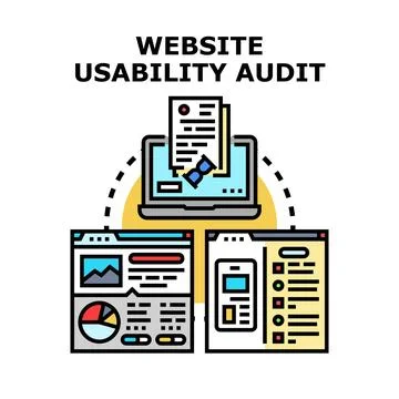 Digital website usability audit evaluating user experience Stock-Illustration