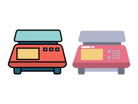 Digital weighing scale illustration for kitchen and commercial measurement .. Ilustração Stock