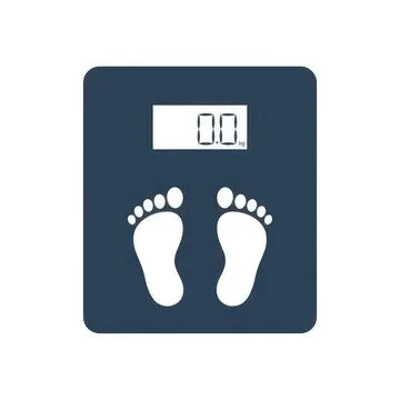 Digital weight scale with footprints and weight display Ilustração Stock