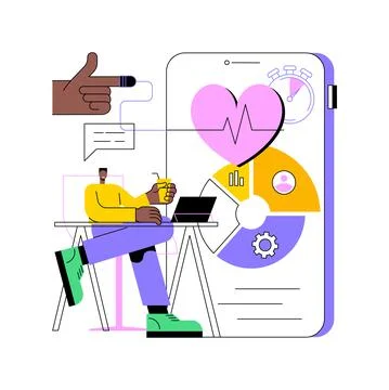 Digital wellbeing abstract concept vector illustration. Illustrazione stock