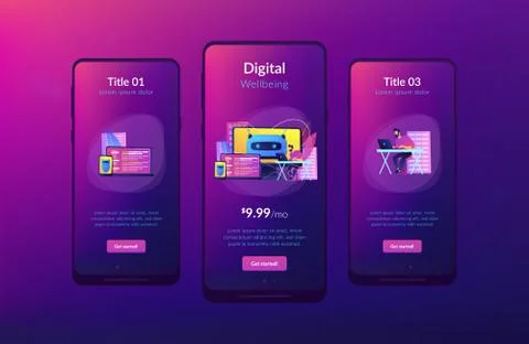 Digital wellbeing app interface template. Stock Illustration