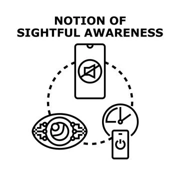 Digital wellbeing notion managing focused awareness time Stock Illustration