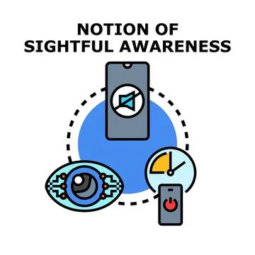 Digital wellbeing notion managing focused awareness time Stock Illustration