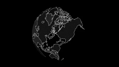 Digital white globe on a black background. Stock Footage 255599477