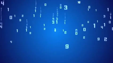 Digital white numbers as code rain on a blue background Stock Footage 44946223