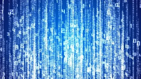 Digital white numbers as code rain Stock Illustration