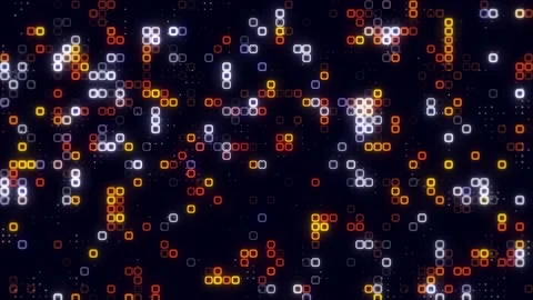 Digital white orange cube pattern grid Dancing round cube white color neon .. Stock Footage 225494988