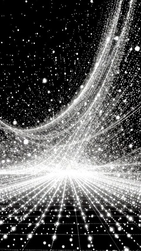 Digital White Particles Streaming Over a Grid in a Futuristic Motion Background Stock Footage 313021214