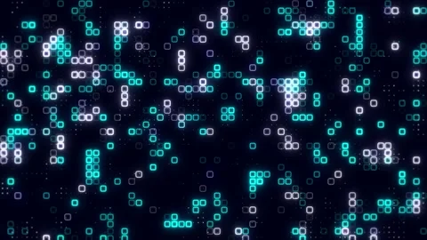 Digital white sky blue cube pattern grid Dancing round cube white color neo.. Stock Footage 225494844