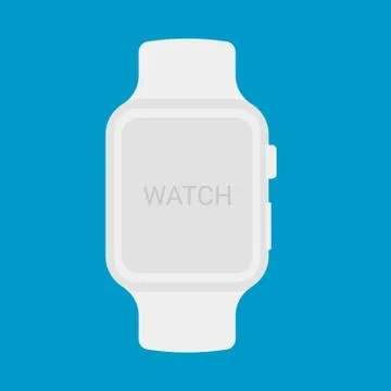 Digital white smart watch, template, mockup. Wrist electronic multifunction w Stock Illustration
