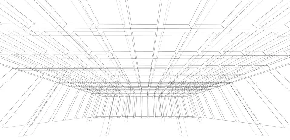 Digital wide angle background, empty 3d room Stock Illustration