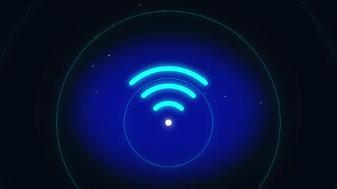 Digital wifi symbol with pulsing data waves, network connectivity, signal b.. Stock Footage 348333784