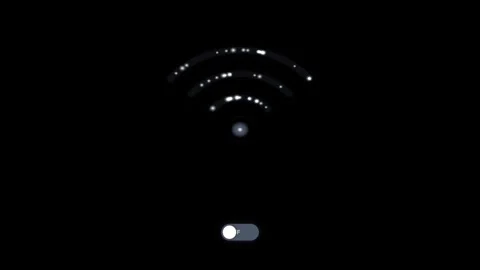 Digital wifi toggle switch interface glowing blue wireless connectivity sta.. Vídeo Stock 344309469