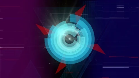 Digital wind turbine with circle turning thanks to four propellers with sizzle Stock Footage 105250915