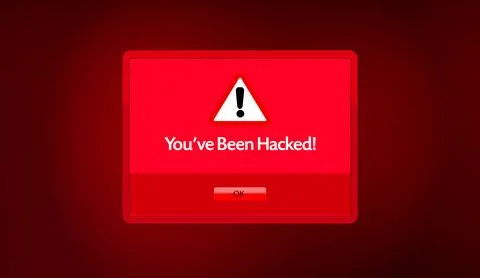 Digital Window with Warning Message. You Have been Hacked User Interface Stock Illustration