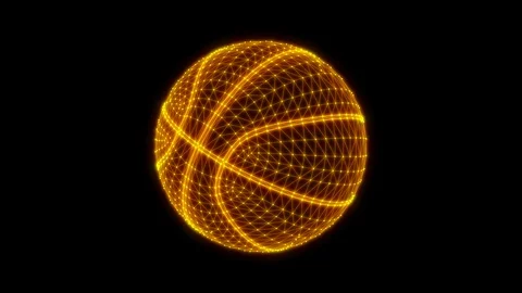 Digital wireframe basketball rotation loop over black background 4k Stock Footage 98594143