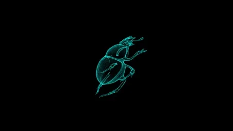 Digital Wireframe of Beetle on Black Background in Futuristic Style 库存影片 342781466