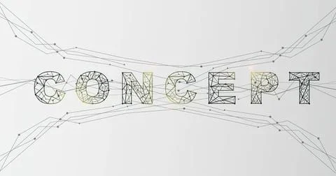 Digital wireframe concept of the word 'concept' in 3d Stock Illustration