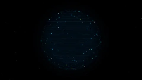 Digital wireframe globe rotating with glowing nodes and connection lines in cybe Stock Footage 348115878