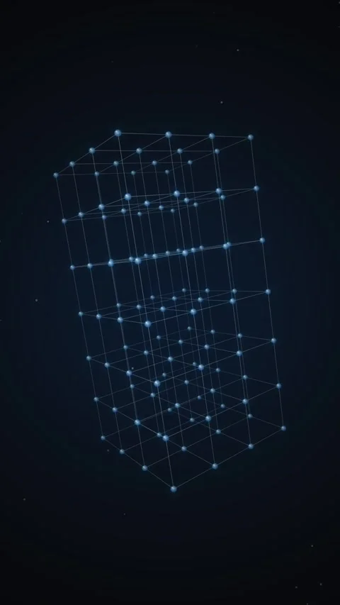 Digital Wireframe Grid Network Overlay Abstract Technology Background 库存影片 345493309