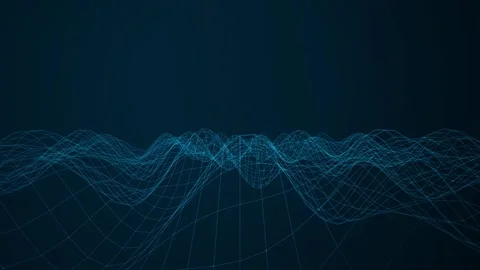 A digital wireframe grid undulates in a seamless loop Stock Footage 341401593
