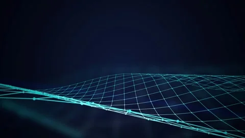 A digital wireframe grid undulates in a seamless loop Stock Footage 343114595