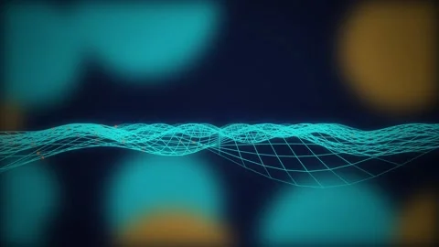 Digital wireframe grid wave seamless loop motion background Stock Footage 344799388
