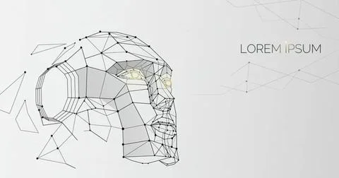 Digital wireframe human head side view illustration Stock Illustration