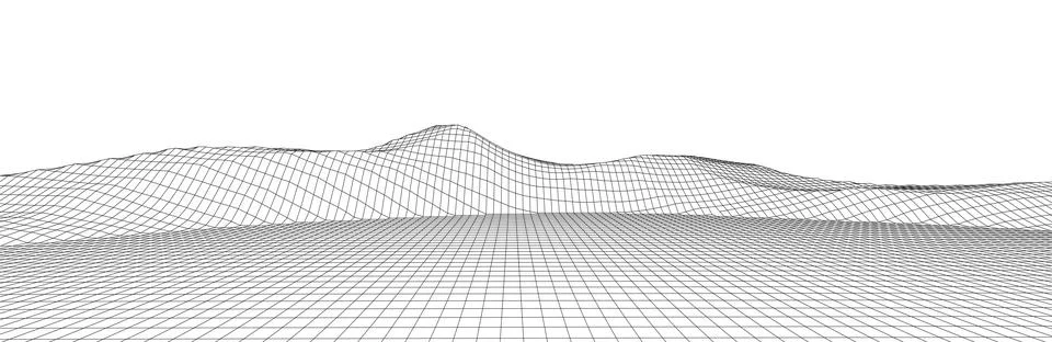 Digital wireframe landscape Stock Illustration