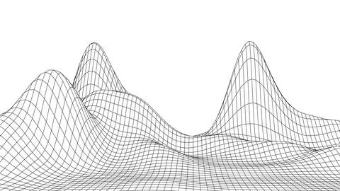 Digital wireframe landscape. Wireframe terrain polygon landscape design. Di.. Stock Illustration