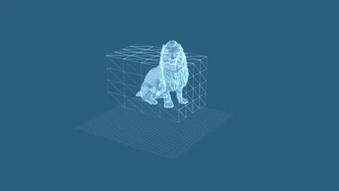 Digital Wireframe of a Lion Sculpture Showcasing 3D Geometric Art and Techn.. 库存影片 343218945