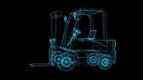 A digital wireframe model of a forklift showcasing its structural intricacie イラスト素材