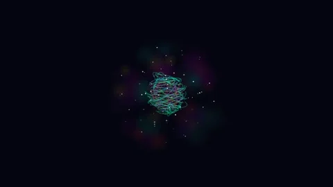 Digital Wireframe Sphere Loop - Glowing Particle Global Network Backdrop Stock Footage 341786630