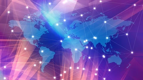 Digital wireless network technology world communication, dots and lines connecte Stock Footage 105404310