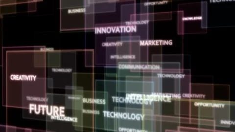 Digital word cloud , Creative concept of Business and technology related word Stock Illustration