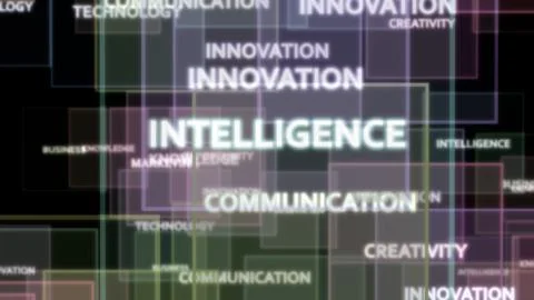 Digital word cloud , Creative concept of Business and technology related word Stock Illustration