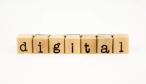 Digital wording isolate on white background Stock Photos