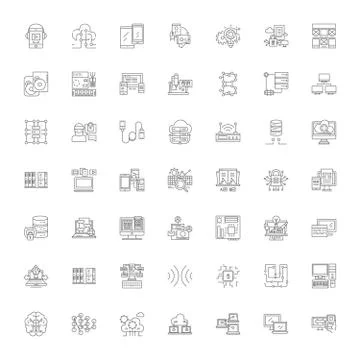 Digital work linear icons, signs, symbols vector line illustration set イラスト素材
