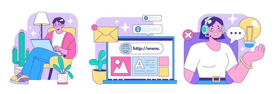 Digital Workday set. Flat vector illustration. イラスト素材