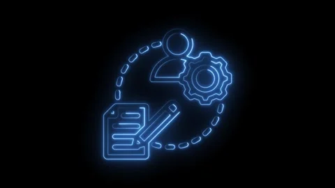 Digital workflow automation concept neon style user settings management and Stock Footage 330784684