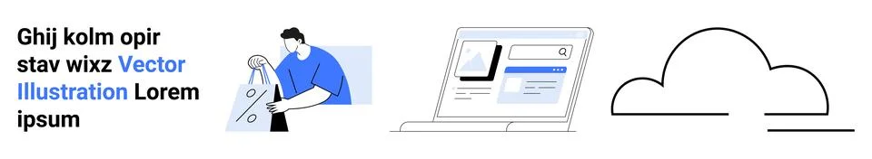 Digital Workflow with Cloud Computing and Document Management Concept Stock Illustration