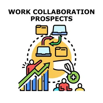 Digital workflow collaboration achieving business growth outcomes Stock Illustration