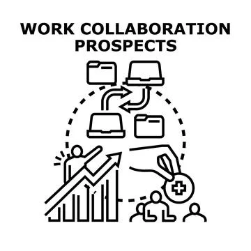 Digital workflow collaboration achieving business growth outcomes Stock Illustration