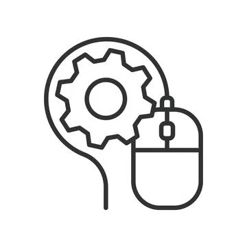 Digital workflow icon in line design. mouse, engineering, process, connection 스톡 일러스트