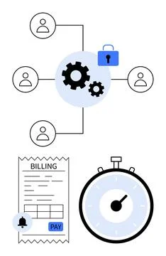 Digital Workflow Integration and Secure Payment Process Visualization with .. Stock Illustration